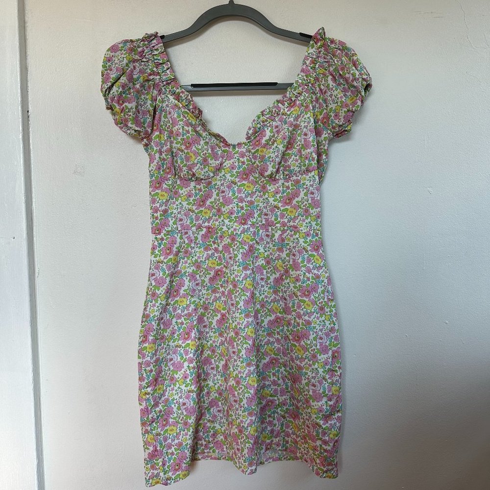 Puff Sleeve Floral Mini Dress